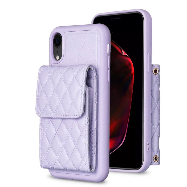 For iPhone XR Vertical Wallet Rhombic Leather Phone Case
