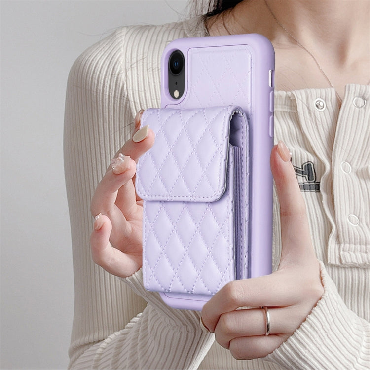 For iPhone XR Vertical Wallet Rhombic Leather Phone Case