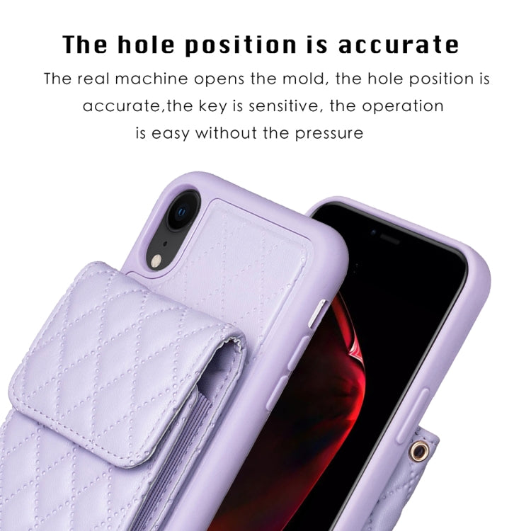 For iPhone XR Vertical Wallet Rhombic Leather Phone Case