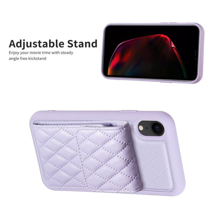 For iPhone XR Vertical Wallet Rhombic Leather Phone Case