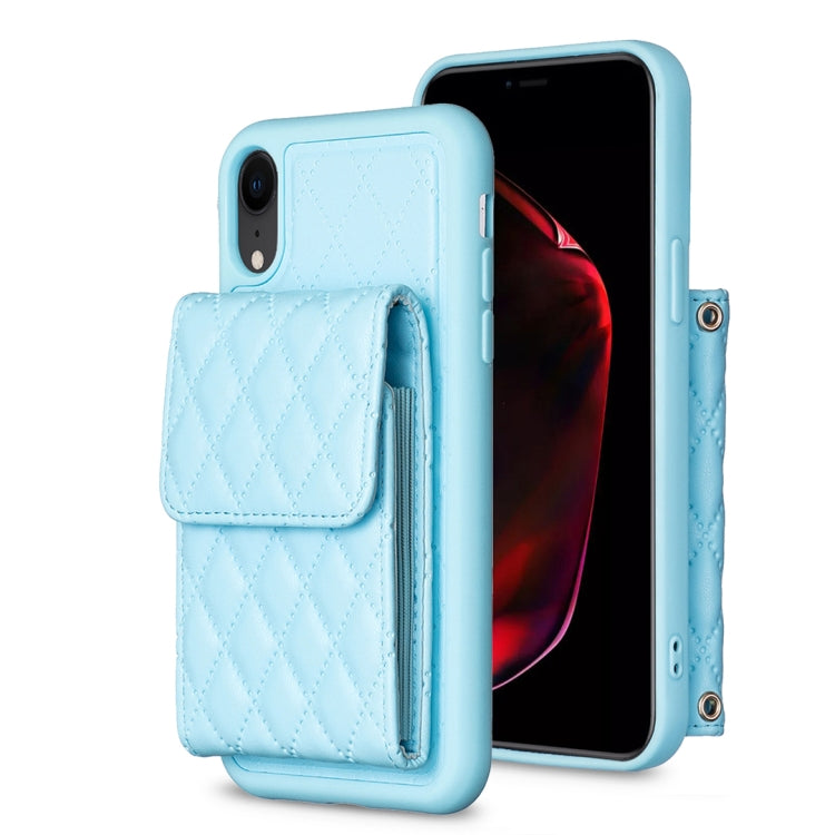 For iPhone XR Vertical Wallet Rhombic Leather Phone Case
