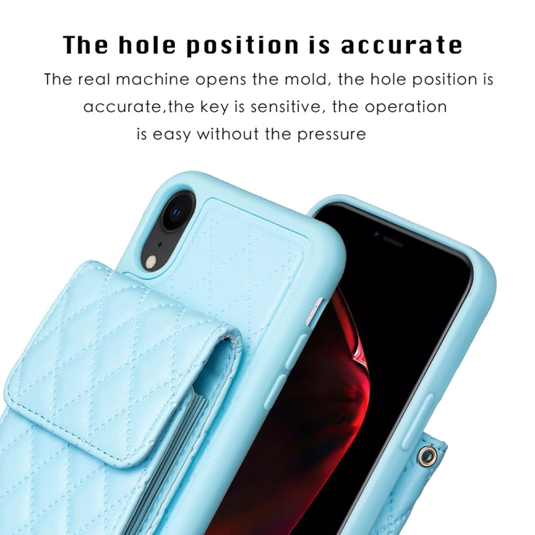 For iPhone XR Vertical Wallet Rhombic Leather Phone Case