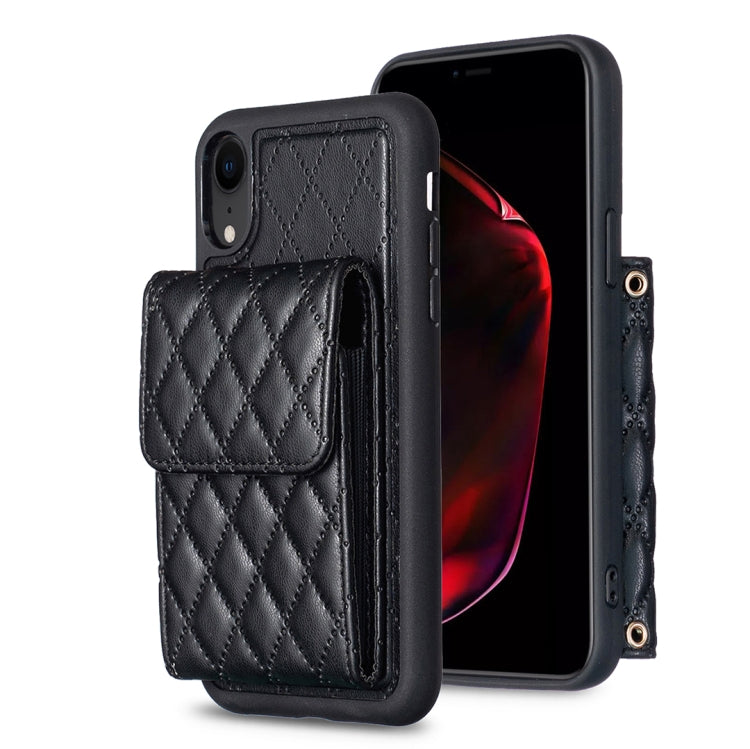 For iPhone XR Vertical Wallet Rhombic Leather Phone Case