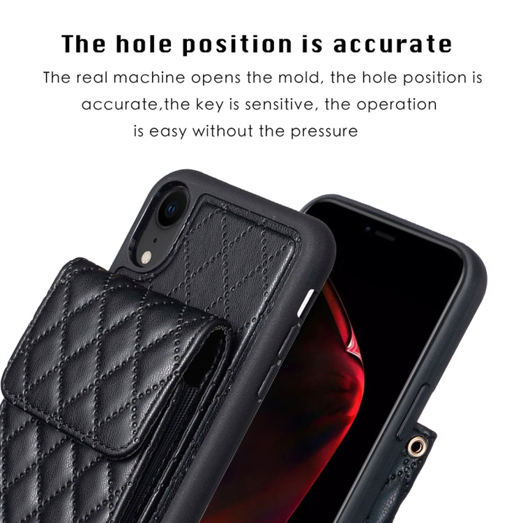 For iPhone XR Vertical Wallet Rhombic Leather Phone Case
