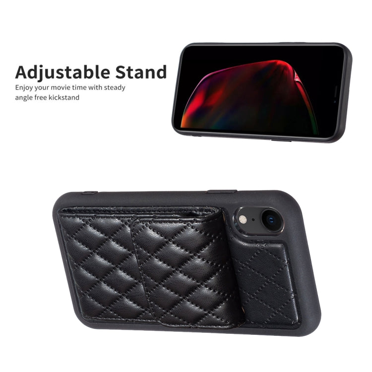 For iPhone XR Vertical Wallet Rhombic Leather Phone Case