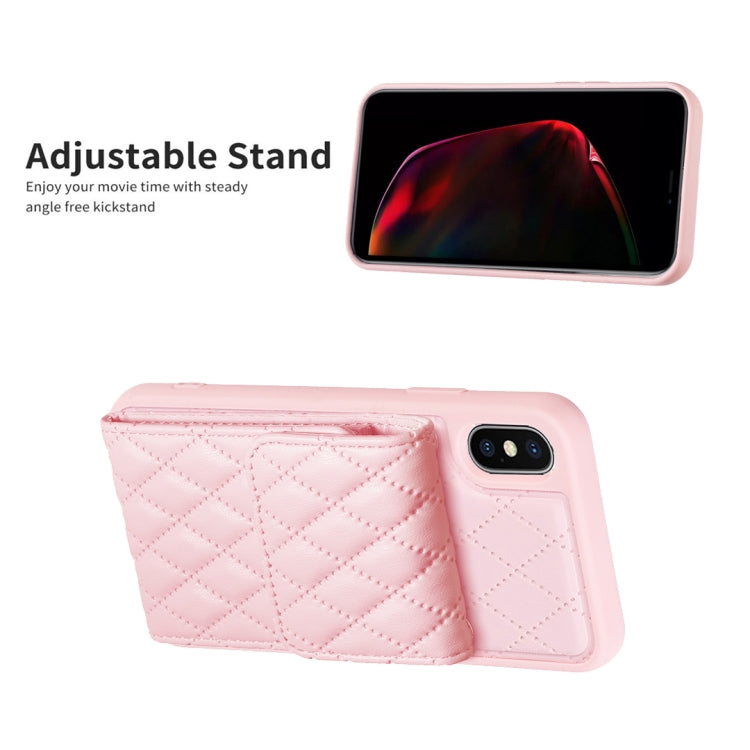 For iPhone XS Max Vertical Wallet Rhombic Leather Phone Case