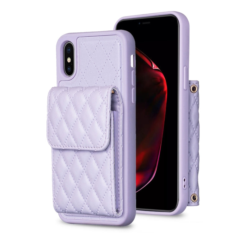 For iPhone XS Max Vertical Wallet Rhombic Leather Phone Case