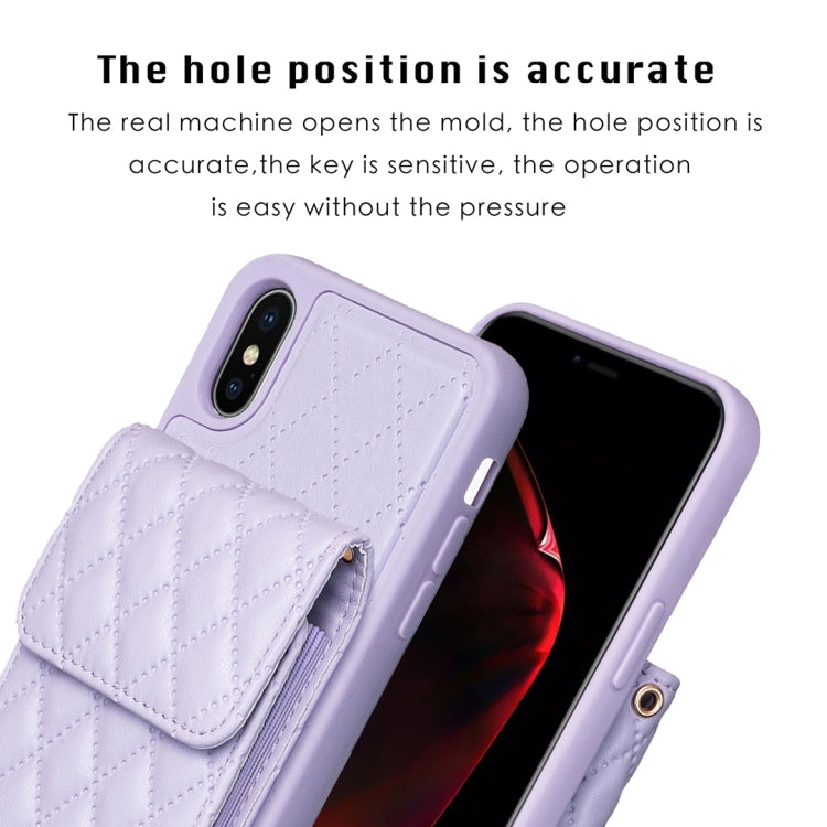 For iPhone XS Max Vertical Wallet Rhombic Leather Phone Case