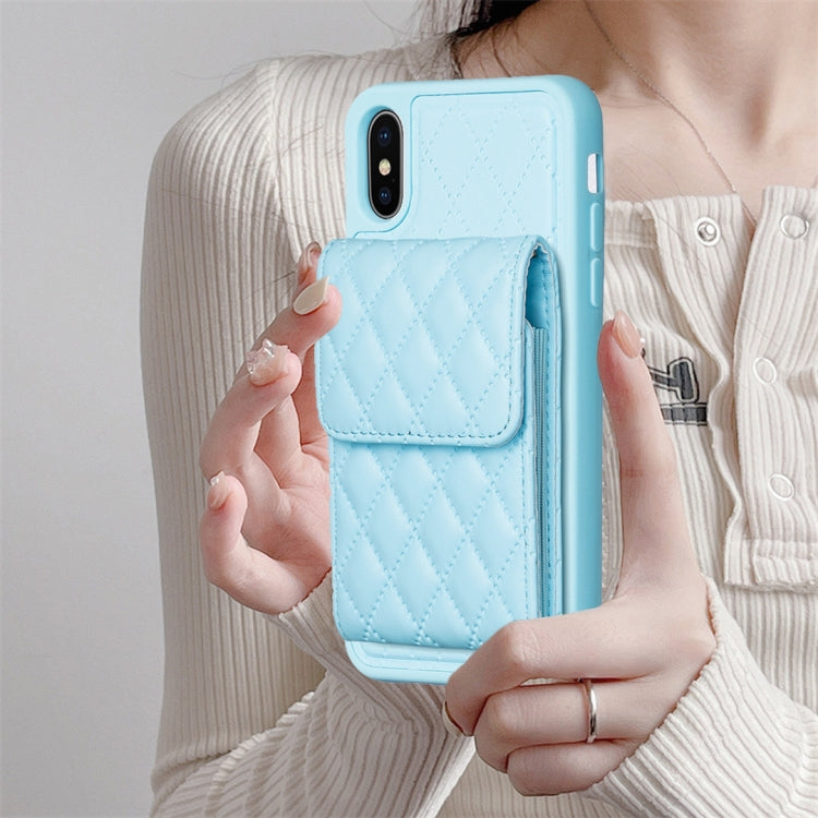 For iPhone XS Max Vertical Wallet Rhombic Leather Phone Case