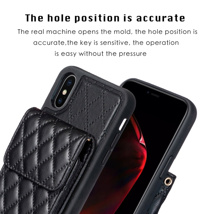 For iPhone XS Max Vertical Wallet Rhombic Leather Phone Case