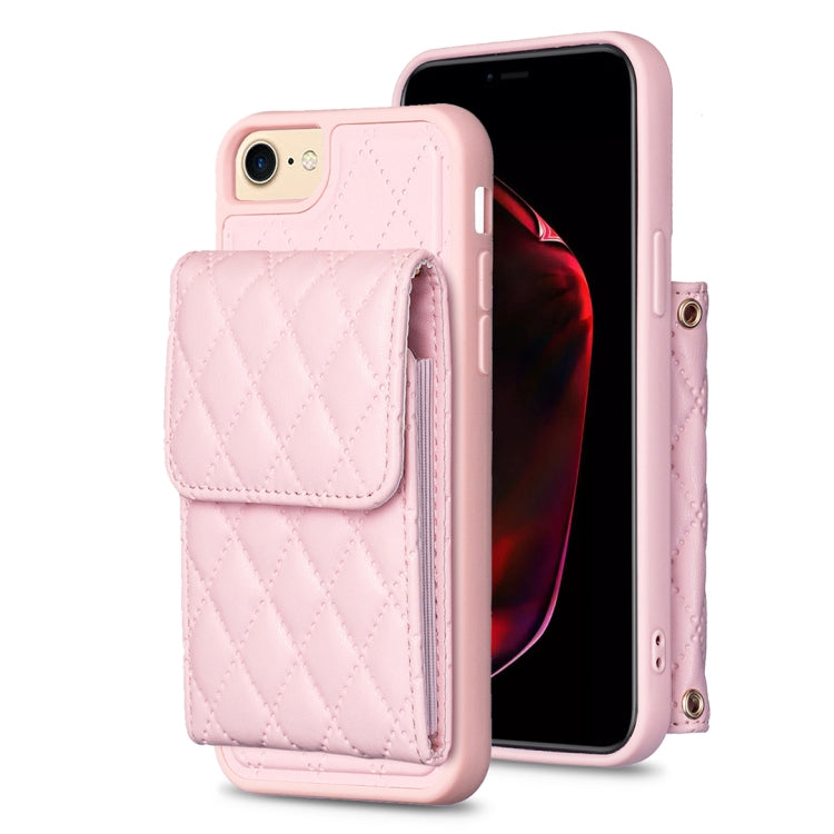 For iPhone SE 2022 / SE 2020 / 7 / 8 Vertical Wallet Rhombic Leather Phone Case