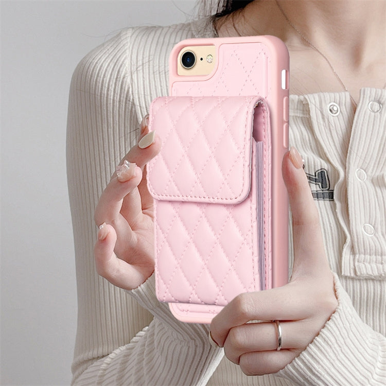 For iPhone SE 2022 / SE 2020 / 7 / 8 Vertical Wallet Rhombic Leather Phone Case