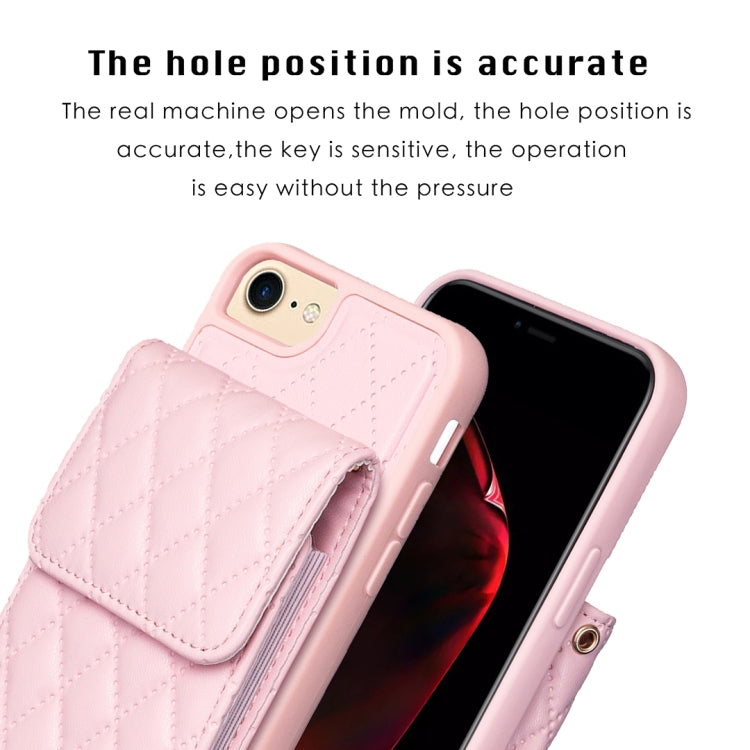 For iPhone SE 2022 / SE 2020 / 7 / 8 Vertical Wallet Rhombic Leather Phone Case