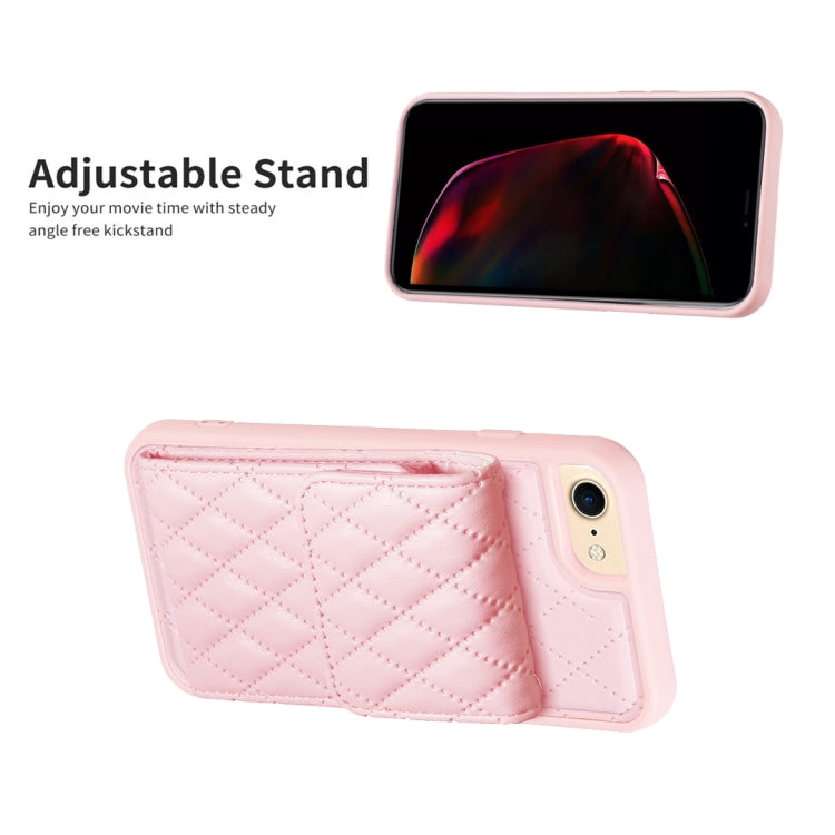 For iPhone SE 2022 / SE 2020 / 7 / 8 Vertical Wallet Rhombic Leather Phone Case