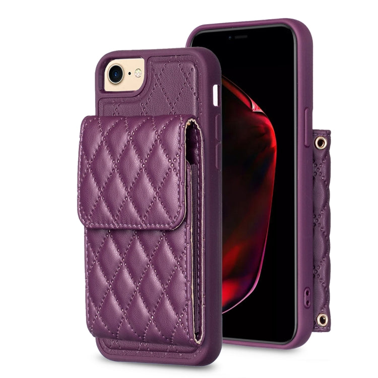 For iPhone SE 2022 / SE 2020 / 7 / 8 Vertical Wallet Rhombic Leather Phone Case