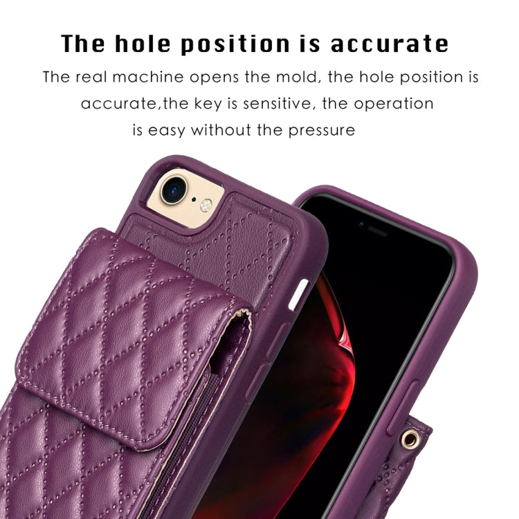 For iPhone SE 2022 / SE 2020 / 7 / 8 Vertical Wallet Rhombic Leather Phone Case