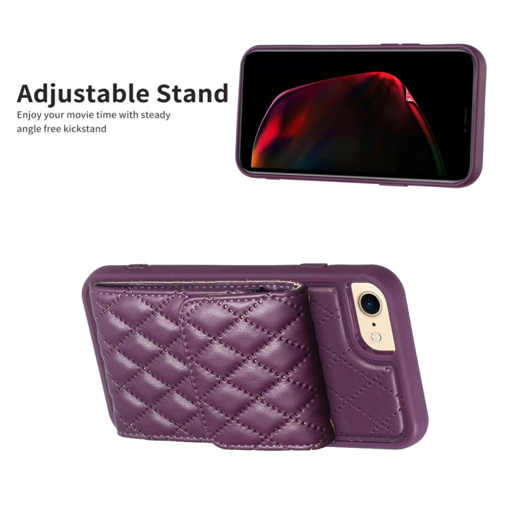 For iPhone SE 2022 / SE 2020 / 7 / 8 Vertical Wallet Rhombic Leather Phone Case
