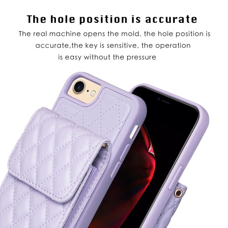 For iPhone SE 2022 / SE 2020 / 7 / 8 Vertical Wallet Rhombic Leather Phone Case