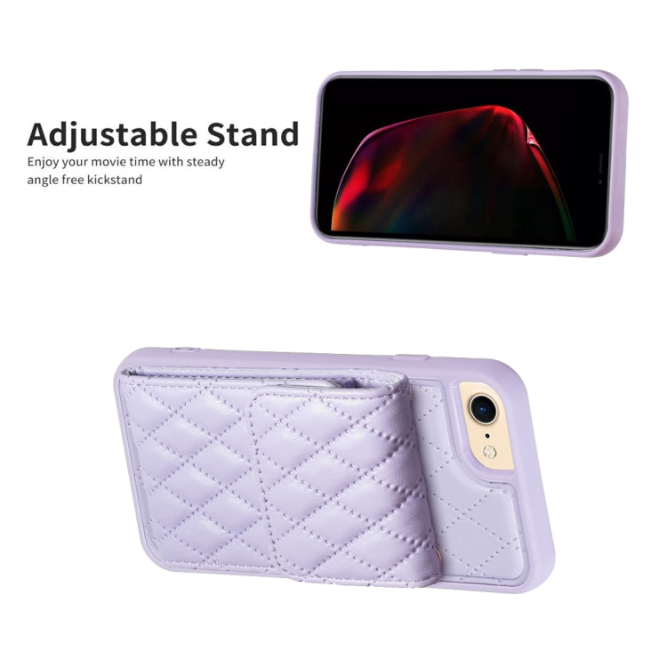 For iPhone SE 2022 / SE 2020 / 7 / 8 Vertical Wallet Rhombic Leather Phone Case