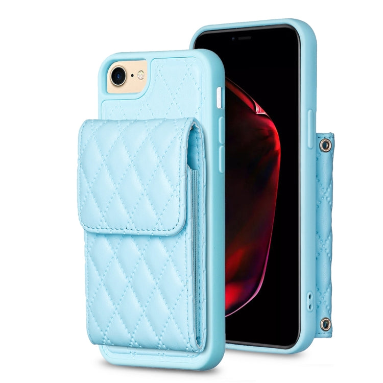 For iPhone SE 2022 / SE 2020 / 7 / 8 Vertical Wallet Rhombic Leather Phone Case