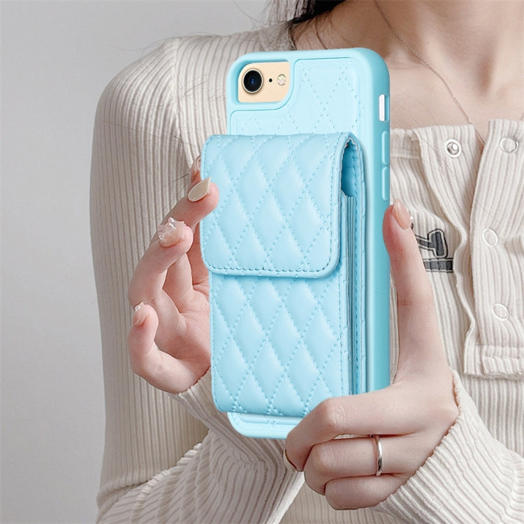 For iPhone SE 2022 / SE 2020 / 7 / 8 Vertical Wallet Rhombic Leather Phone Case