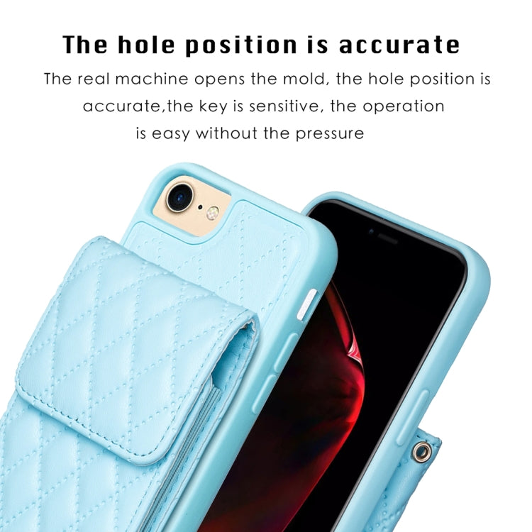 For iPhone SE 2022 / SE 2020 / 7 / 8 Vertical Wallet Rhombic Leather Phone Case