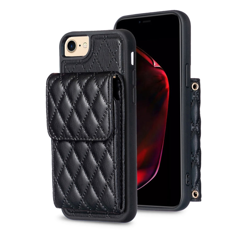 For iPhone SE 2022 / SE 2020 / 7 / 8 Vertical Wallet Rhombic Leather Phone Case