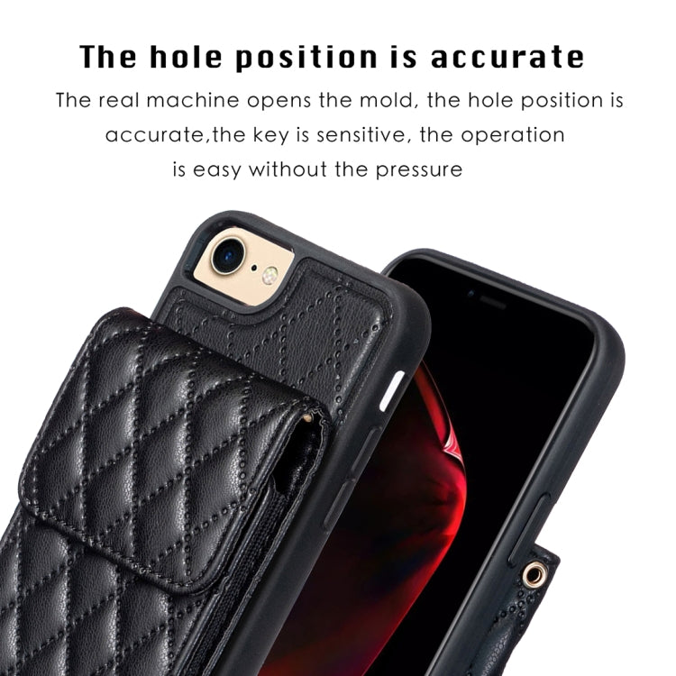 For iPhone SE 2022 / SE 2020 / 7 / 8 Vertical Wallet Rhombic Leather Phone Case