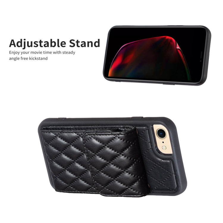 For iPhone SE 2022 / SE 2020 / 7 / 8 Vertical Wallet Rhombic Leather Phone Case