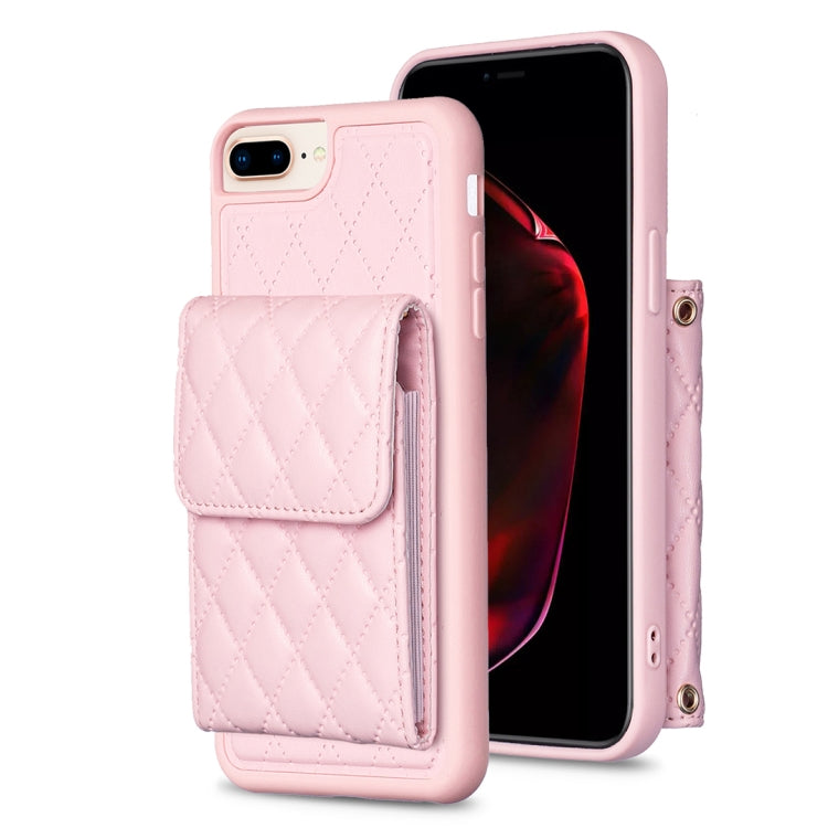 For iPhone 7 Plus / 8 Plus Vertical Wallet Rhombic Leather Phone Case