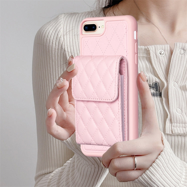 For iPhone 7 Plus / 8 Plus Vertical Wallet Rhombic Leather Phone Case