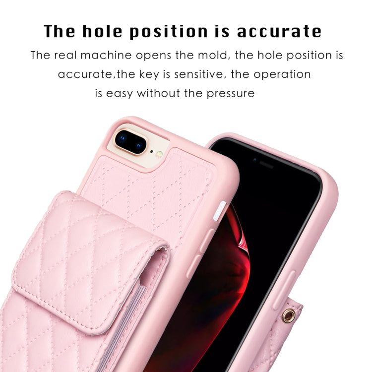 For iPhone 7 Plus / 8 Plus Vertical Wallet Rhombic Leather Phone Case