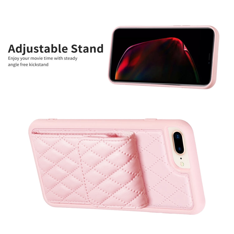 For iPhone 7 Plus / 8 Plus Vertical Wallet Rhombic Leather Phone Case