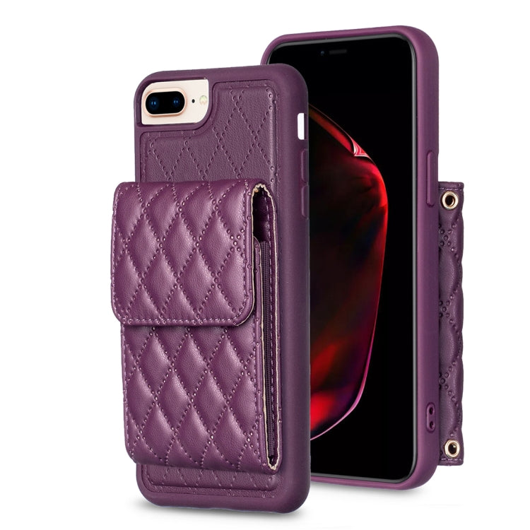 For iPhone 7 Plus / 8 Plus Vertical Wallet Rhombic Leather Phone Case