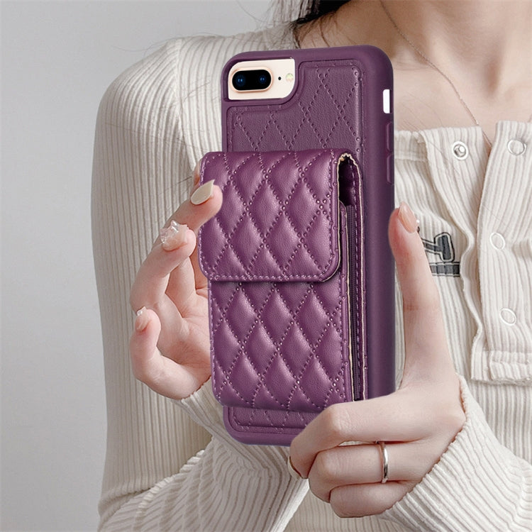For iPhone 7 Plus / 8 Plus Vertical Wallet Rhombic Leather Phone Case