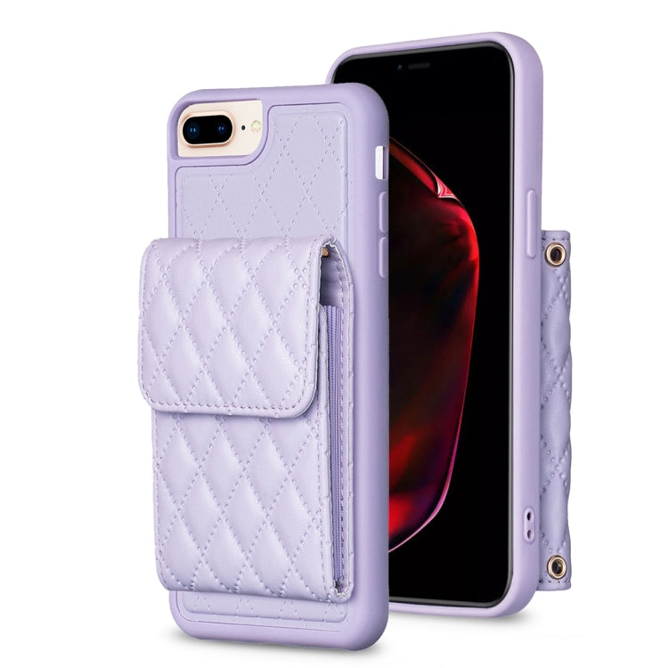 For iPhone 7 Plus / 8 Plus Vertical Wallet Rhombic Leather Phone Case