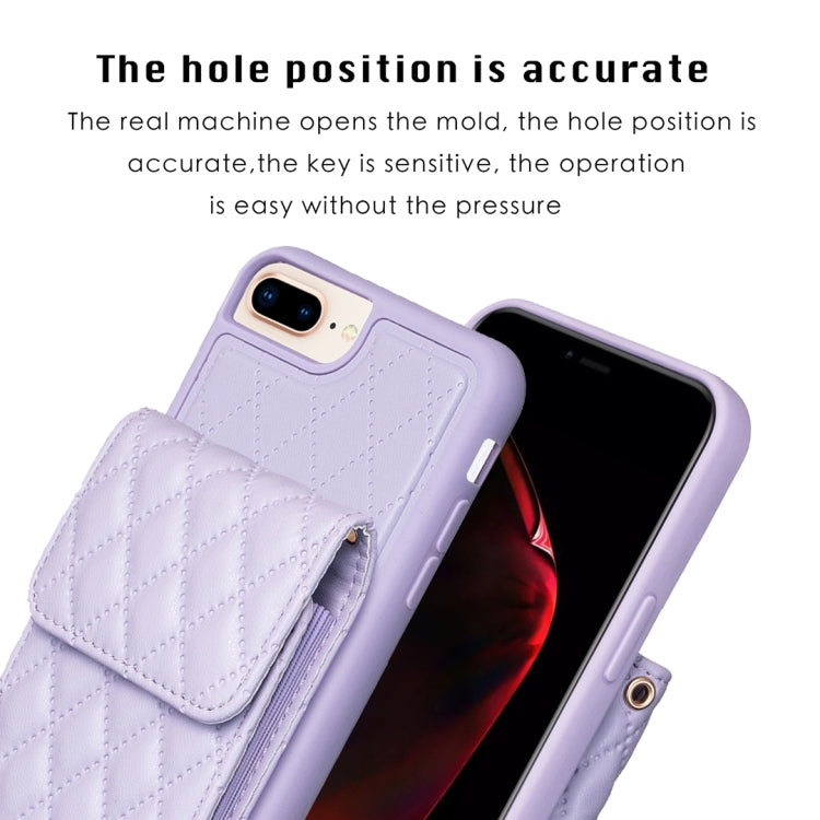 For iPhone 7 Plus / 8 Plus Vertical Wallet Rhombic Leather Phone Case