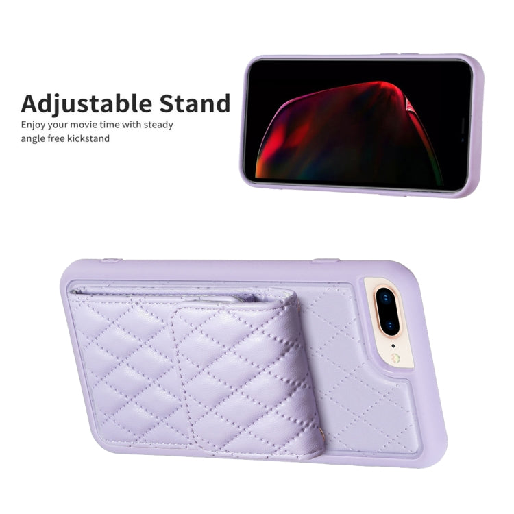 For iPhone 7 Plus / 8 Plus Vertical Wallet Rhombic Leather Phone Case