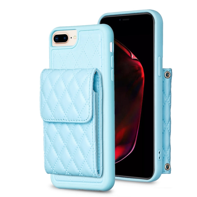For iPhone 7 Plus / 8 Plus Vertical Wallet Rhombic Leather Phone Case