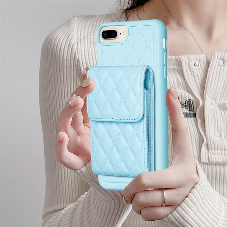 For iPhone 7 Plus / 8 Plus Vertical Wallet Rhombic Leather Phone Case