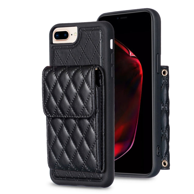 For iPhone 7 Plus / 8 Plus Vertical Wallet Rhombic Leather Phone Case