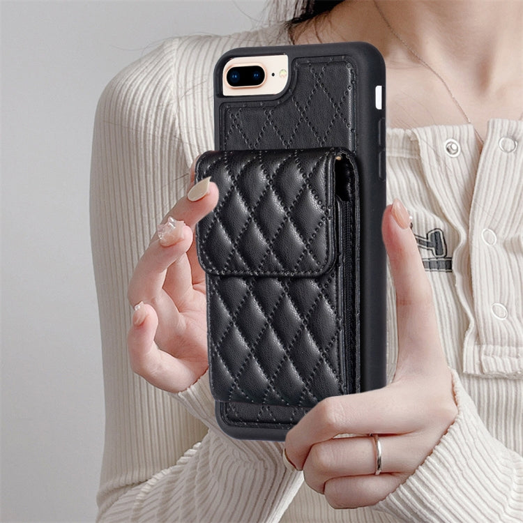 For iPhone 7 Plus / 8 Plus Vertical Wallet Rhombic Leather Phone Case