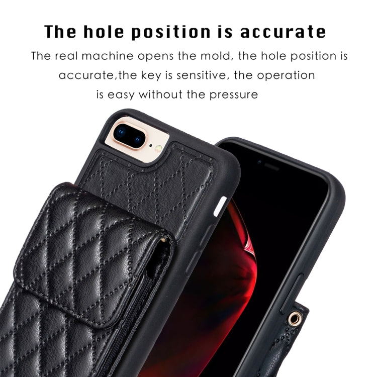 For iPhone 7 Plus / 8 Plus Vertical Wallet Rhombic Leather Phone Case