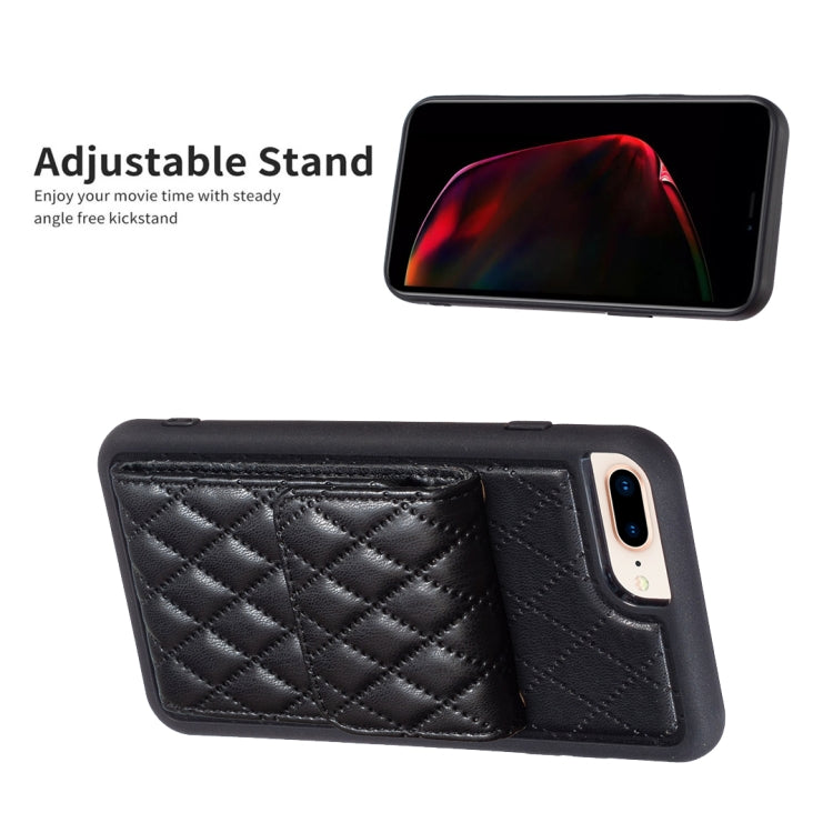 For iPhone 7 Plus / 8 Plus Vertical Wallet Rhombic Leather Phone Case