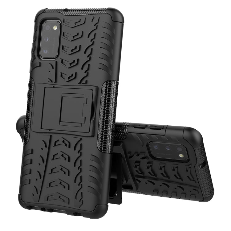 For Samsung Galaxy A41 EU Version Tire Texture Shockproof TPU + PC Protective Case with Holder