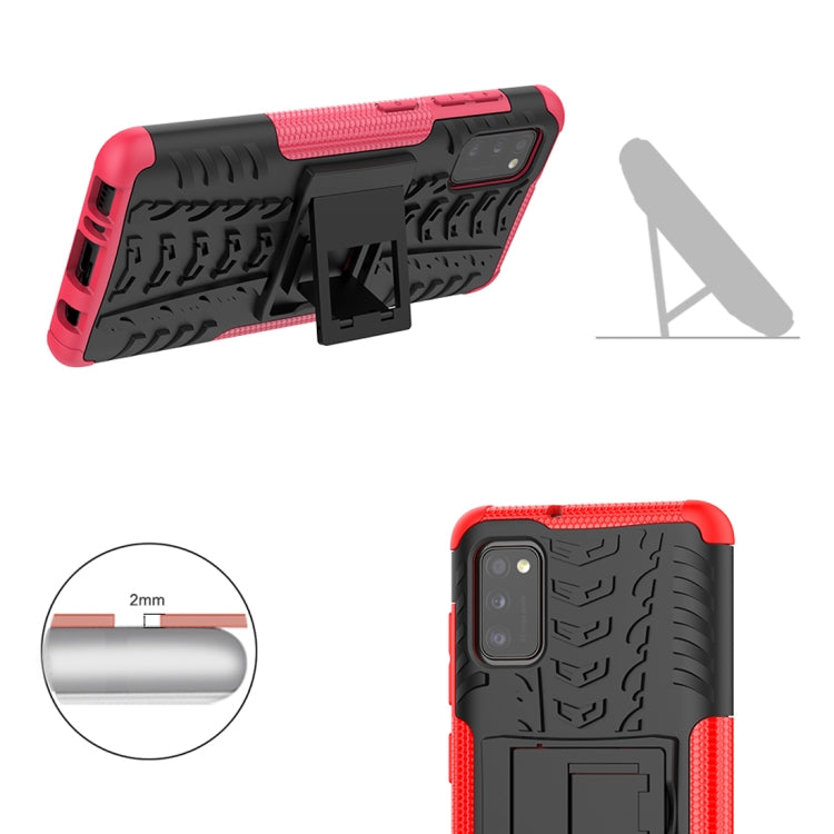 For Samsung Galaxy A41 EU Version Tire Texture Shockproof TPU + PC Protective Case with Holder