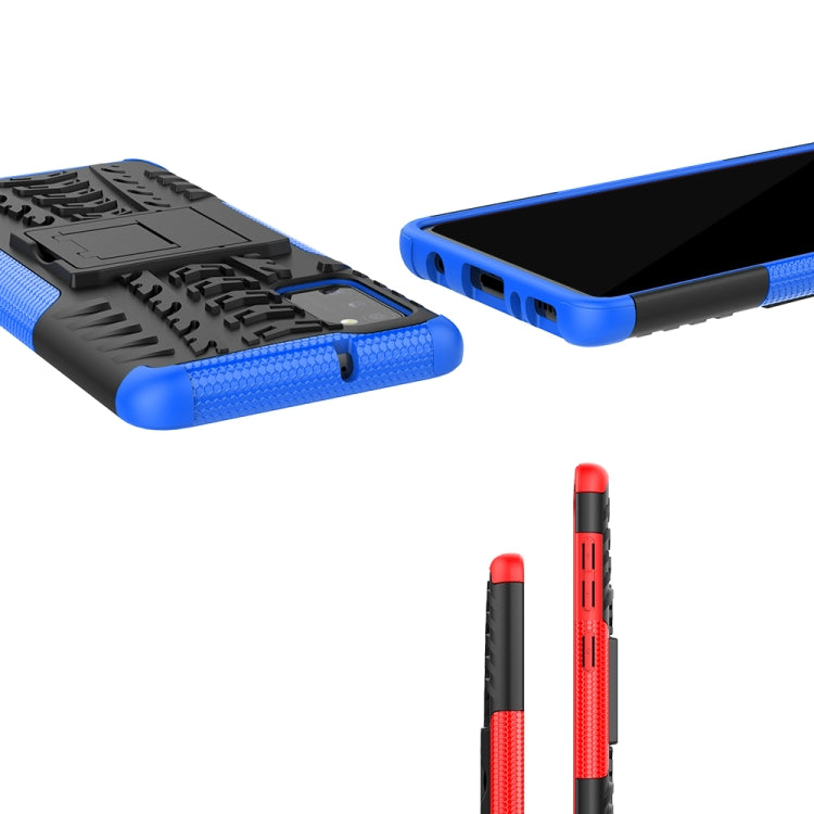 For Samsung Galaxy A41 EU Version Tire Texture Shockproof TPU + PC Protective Case with Holder