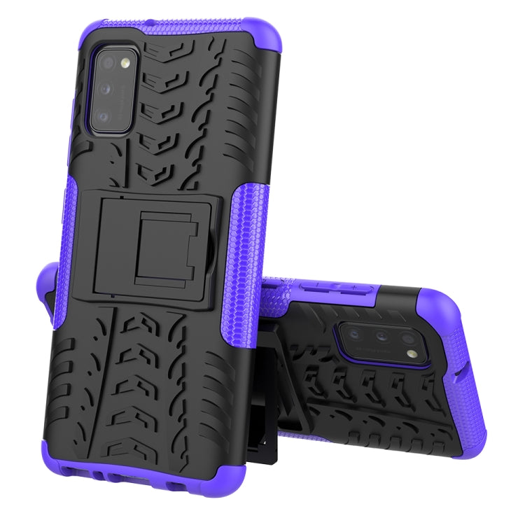 For Samsung Galaxy A41 EU Version Tire Texture Shockproof TPU + PC Protective Case with Holder