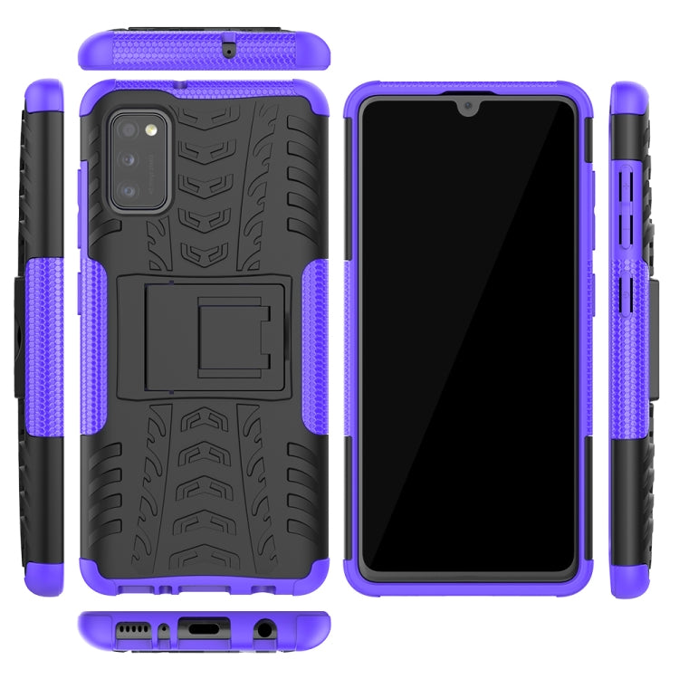 For Samsung Galaxy A41 EU Version Tire Texture Shockproof TPU + PC Protective Case with Holder