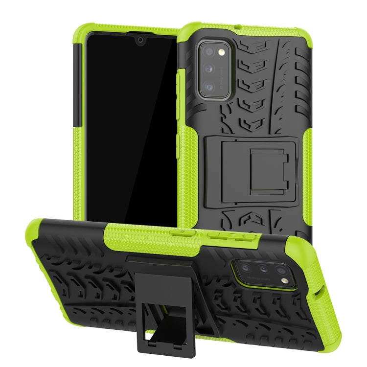 For Samsung Galaxy A41 EU Version Tire Texture Shockproof TPU + PC Protective Case with Holder
